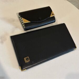 Dunhill 2pcs Bifold Wallet and Key Holder Black Leather Men's